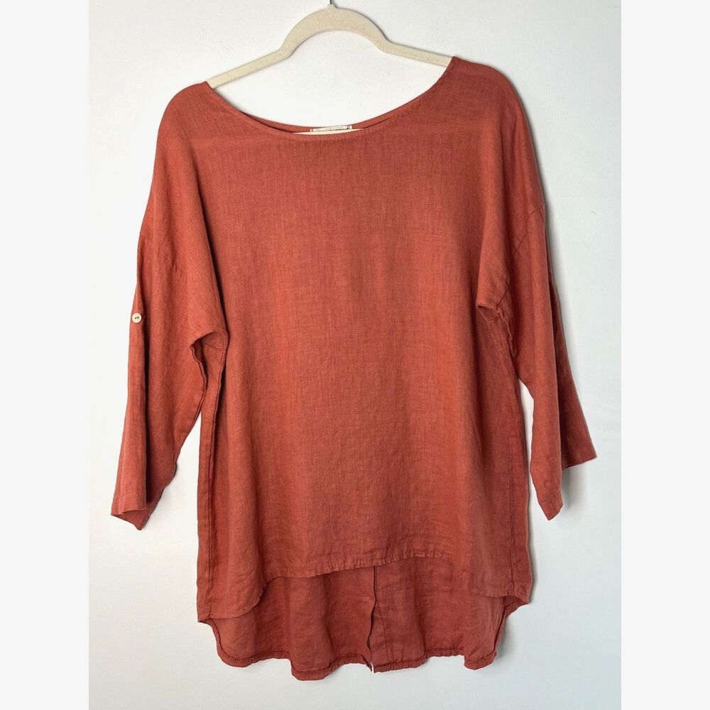 Women's 100% Linen Tunic Oversized Top Beach Neutral Size Small -Medium E25